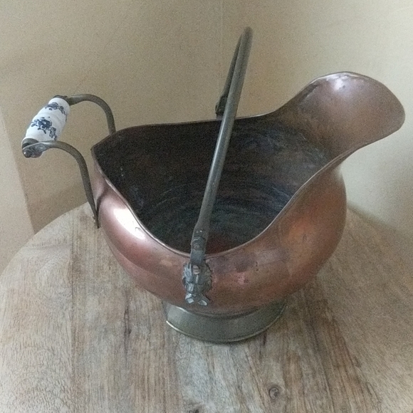 Accents Vintage Copper Bucket With Porcelain Handle Poshmark
